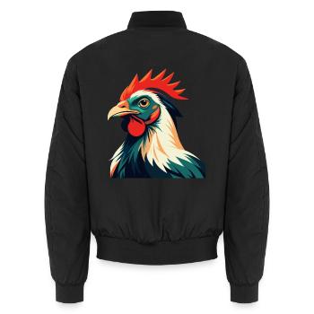 Huhn Cartoon Figur Buntes Haustier Tier - Unisex Bomberjacke - Schwarz - Hinten - AI Model Male 185 light (185cm)