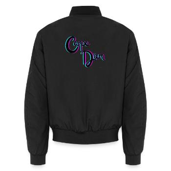 Carpe Diem - Unisex Bomber Jacket - black - Back - AI Model Male 185 light (185cm)