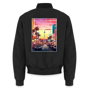 Las Vegas Nevada Vintage Reiseposter Souvenir - Unisex Bomberjacke - Schwarz - Hinten - AI Model Male 185 light (185cm)