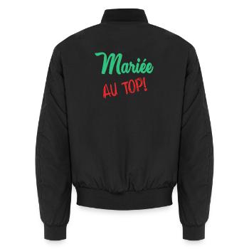 Junggesellinnenabschied. HOCHZEIT. MANNSCHAFT. TEAM BRAUT. ZUKÜNFTIGE BRAUT - Unisex Bomberjacke - Schwarz - Hinten - AI Model Male 185 light (185cm)