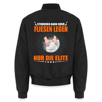 Studieren Kann Jeder Fliesen Legen Spruch Fliesenl - Unisex Bomberjacke - Schwarz - Hinten - AI Model Male 185 light (185cm)