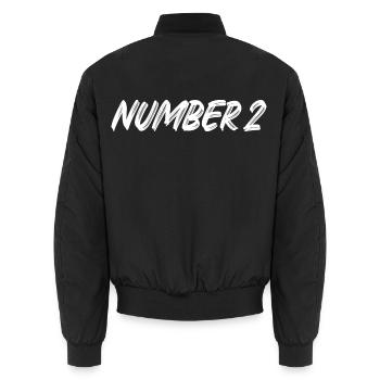 Numéro 2 - deux - deuxième - deuxième - 2 - numéro 2 - Bomber unisexe - noir - Dos - AI Model Male 185 light (185cm)