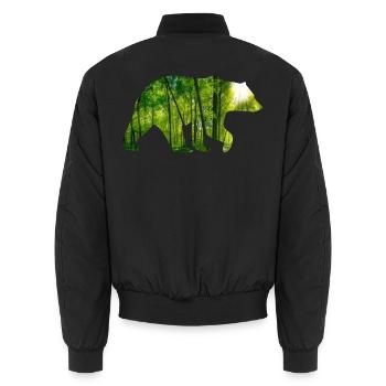 Brummiger Waldbär Wanderfreund - Unisex Bomberjacke - Schwarz - Hinten - AI Model Male 185 light (185cm)