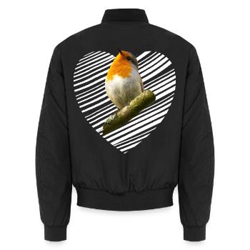 Rotkehlchen Singvogel - Unisex Bomberjacke - Schwarz - Hinten - AI Model Male 185 light (185cm)