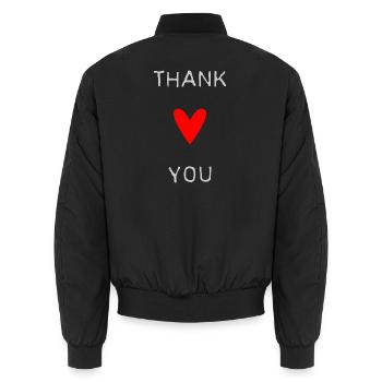 VIELEN DANK. DANKE. VIELEN DANK. JAHRESTAG. GEBURT. - Unisex Bomberjacke - Schwarz - Hinten - AI Model Male 185 light (185cm)