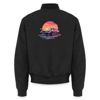 Skyline Sunset - Unisex Bomber Jacket - black - Back - AI Model Male 185 light (185cm)