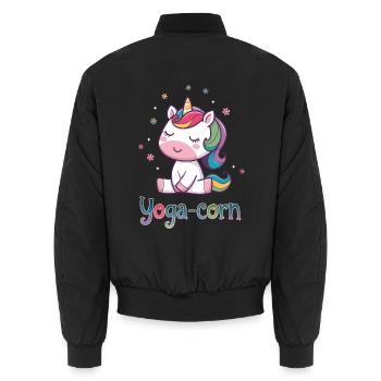 Yoga-corn - Unisex Bomber Jacket - black - Back - AI Model Male 185 light (185cm)