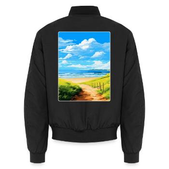 Northumberland Vintage Travel Poster Souvenir WPA - Unisex Bomber Jacket - black - Back - AI Model Male 185 light (185cm)