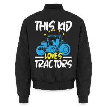 Dieses Kind liebt Traktoren Bauernhof Bauernhof La - Unisex Bomberjacke - Schwarz - Hinten - AI Model Male 185 light (185cm)
