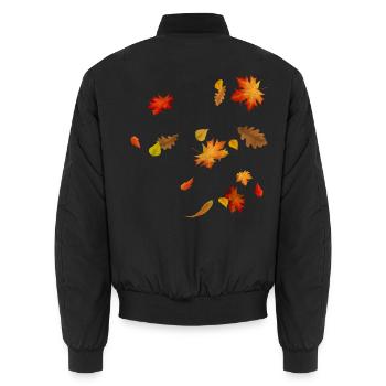 Herbstblätter - Bunte Ahorn- und Eichenblätter - Unisex Bomberjacke - Schwarz - Hinten - AI Model Male 185 light (185cm)