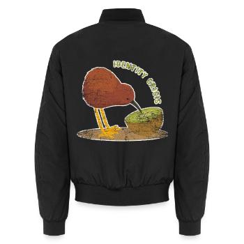 Neugieriger Kiwi Neuseelandtour - Unisex Bomberjacke - Schwarz - Hinten - AI Model Male 185 light (185cm)