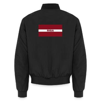 Riga Stadt in lettischer Flagge - Unisex Bomberjacke - Schwarz - Hinten - AI Model Male 185 light (185cm)