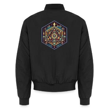 Orgone Energy Logo - Unisex Bomber Jacket - black - Back - AI Model Male 185 light (185cm)
