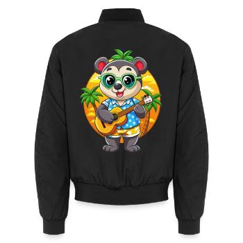 Lustige Panda Cartoon Sommer Strand Sonnenbrille Gitarre - Unisex Bomberjacke - Schwarz - Hinten - AI Model Male 185 light (185cm)
