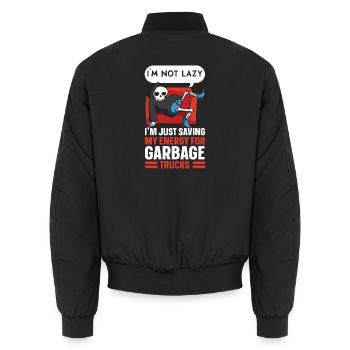 Garbage Truck Trash Collector Recycling Abfälle - Unisex Bomberjacke - Schwarz - Hinten - AI Model Male 185 light (185cm)