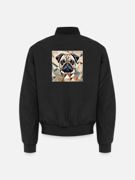Polygon Mops Porträt - Unisex Bomberjacke - Schwarz