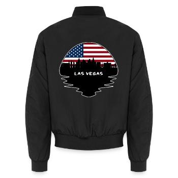 Las Vegas Nevada USA Flagge Skyline Silhouette Trave - Unisex Bomberjacke - Schwarz - Hinten - AI Model Male 185 light (185cm)