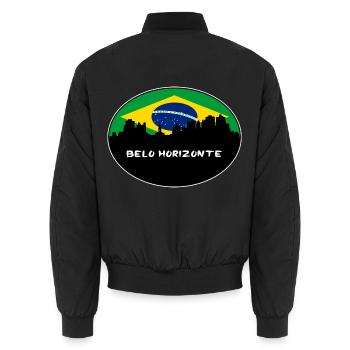Belo Horizonte Brasilien Flagge Skyline Silhouette Trav - Unisex Bomberjacke - Schwarz - Hinten - AI Model Male 185 light (185cm)