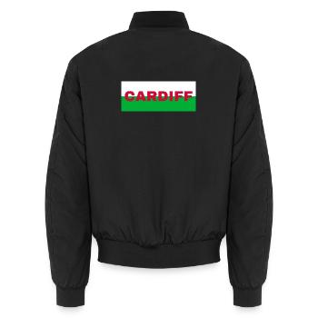 Cardiff City au Pays de Galles Drapeau Royaume-Uni - Bomber unisexe - noir - Dos - AI Model Male 185 light (185cm)
