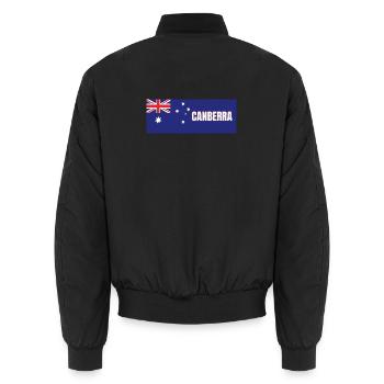 Canberra City in australischer Flagge - Unisex Bomberjacke - Schwarz - Hinten - AI Model Male 185 light (185cm)