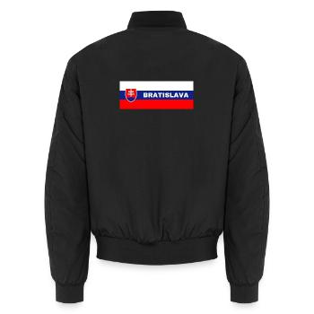 Stadt Bratislava in slowakischer Flagge - Unisex Bomberjacke - Schwarz - Hinten - AI Model Male 185 light (185cm)