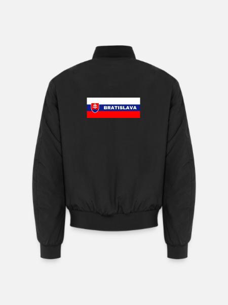 Bratislava City in Slovakian Flag - Unisex Bomber Jacket - black