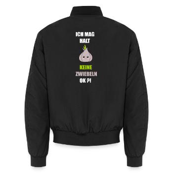 Ich mag keine Zwiebeln - Unisex Bomberjacke - Schwarz - Hinten - AI Model Male 185 light (185cm)