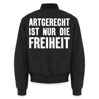 ARTGERECHT IST NUR DIE FREIHEIT - Unisex Bomberjacke - Schwarz - Hinten - AI Model Male 185 light (185cm)