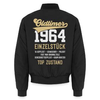 OLDTIMER 1964 EINZELSTÜCK 62. GEBURTSTAG - Unisex Bomberjacke - Schwarz - Hinten - AI Model Male 185 light (185cm)