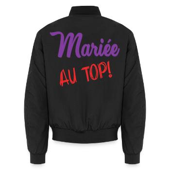 Junggesellinnenabschied. HOCHZEIT. MANNSCHAFT. TEAM BRAUT. ZUKÜNFTIGE BRAUT - Unisex Bomberjacke - Schwarz - Hinten - AI Model Male 185 light (185cm)