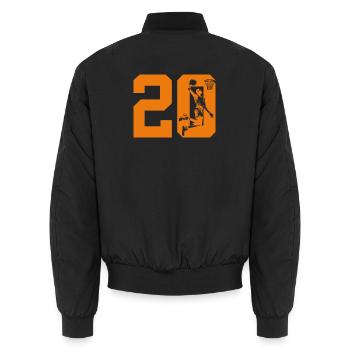NUMBER 20 BASKETBALL 20TH BIRTHDAY - Unisex Bomber Jacket - black - Back - AI Model Male 185 light (185cm)