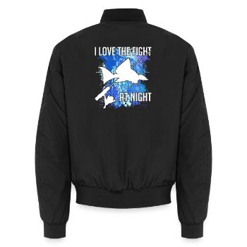 Waller catfish silhouette fishing rod and splashes of colour - Unisex Bomber Jacket - black - Back - AI Model Male 185 light (185cm)