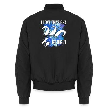 Waller catfish silhouette fishing rod and splashes of colour - Unisex Bomber Jacket - black - Back - AI Model Male 185 light (185cm)