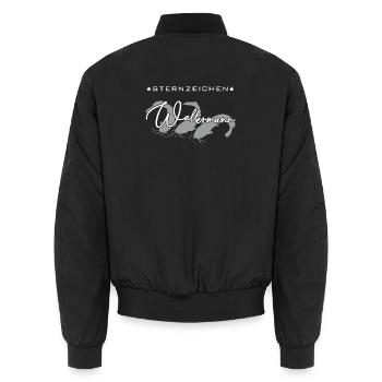 Sternzeichen Wallermann lustiger Wallerspruch Wels - Unisex Bomberjacke - Schwarz - Hinten - AI Model Male 185 light (185cm)