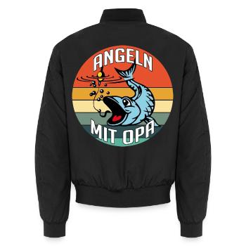 Angeln mit Opa ist am schönsten - Unisex Bomberjacke - Schwarz - Hinten - AI Model Male 185 light (185cm)