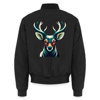 Hirsch Cartoon Figur Buntes Haustier Tier - Unisex Bomberjacke - Schwarz - Hinten - AI Model Male 185 light (185cm)