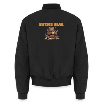 Bitcoin Bär  - Unisex Bomberjacke - Schwarz - Hinten - AI Model Male 185 light (185cm)