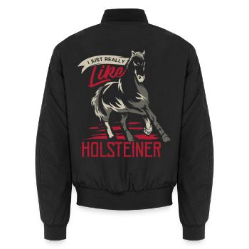 Feuriges Holsteiner Dressurtalent - Unisex Bomberjacke - Schwarz - Hinten - AI Model Male 185 light (185cm)
