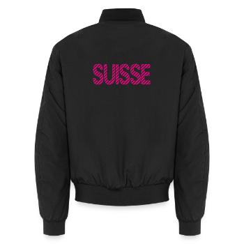 SCHWEIZ. LAND. GENF. HUMOR. FLAGGE. GENF - Unisex Bomberjacke - Schwarz - Hinten - AI Model Male 185 light (185cm)