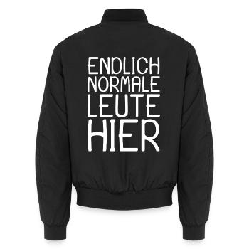 Normale Leute Lustiger Spruch lustig Geschenk - Unisex Bomberjacke - Schwarz - Hinten - AI Model Male 185 light (185cm)