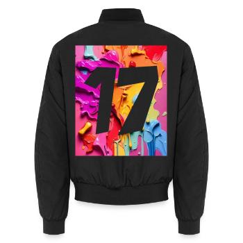 NR. 17 NUMMER 17 BUNT 17. GEBURTSTAG - Unisex Bomberjacke - Schwarz - Hinten - AI Model Male 185 light (185cm)
