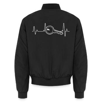 Clé ECG coeur serrurier cadeau - Bomber unisexe - noir - Dos - AI Model Male 185 light (185cm)