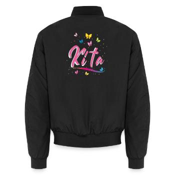 Kindergarten, Kita, Schmetterlinge - Unisex Bomberjacke - Schwarz - Hinten - AI Model Male 185 light (185cm)
