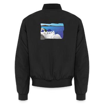 Santorin Bleu et Mer Azur - Bomber unisexe - noir - Dos - AI Model Male 185 light (185cm)