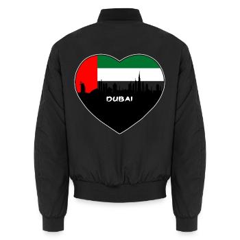 Dubai Uae Flagge Skyline Reise Souvenir - Unisex Bomberjacke - Schwarz - Hinten - AI Model Male 185 light (185cm)