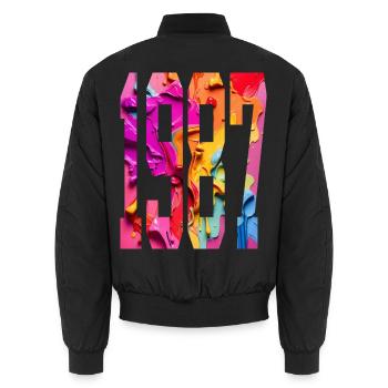 BUNT 39TH BIRTHDAY 1987 - Unisex Bomber Jacket - black - Back - AI Model Male 185 light (185cm)