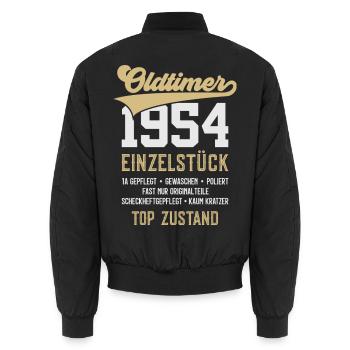 72. GEBURTSTAG OLDTIMER 1954 - Unisex Bomberjacke - Schwarz - Hinten - AI Model Male 185 light (185cm)