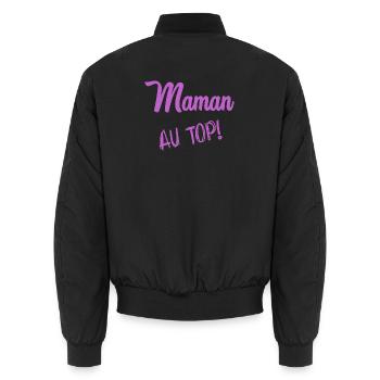 MAMAN. FÊTE DES MÈRES - Bomber unisexe - noir - Dos - AI Model Male 185 light (185cm)