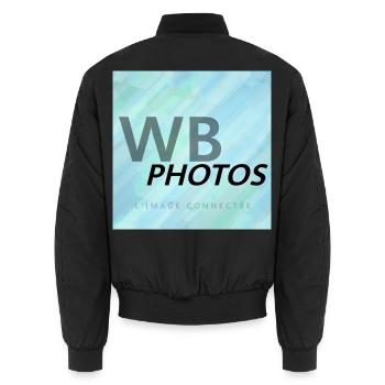 HELLBLAUES WBP-LOGO - Unisex Bomberjacke - Schwarz - Hinten - AI Model Male 185 light (185cm)