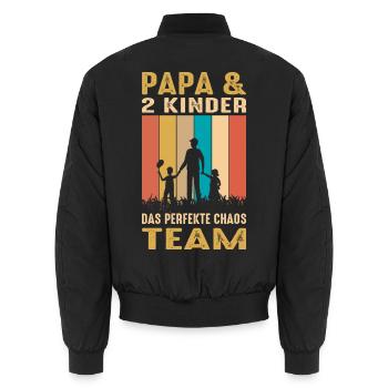 Papa 2 Kinder Chaos Team Geschenk Vater Spruch - Unisex Bomberjacke - Schwarz - Hinten - AI Model Male 185 light (185cm)
